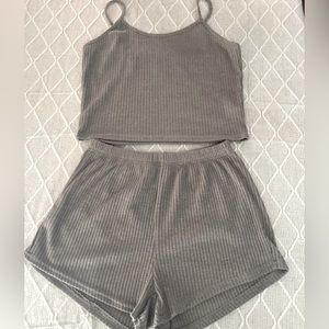 3/$20 Bundle And Save Women's 2 Piece Set with Cropped Tank and Shorts Gray XL